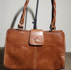 Patricia Nash Leather Shoulder Bag in Cognac Brown